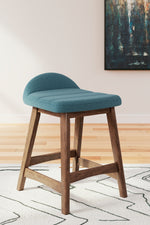 Lyncott Upholstered Barstool (2/CN) Blue/Brown