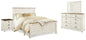 Willowton Queen Panel Bed with Mirrored Dresser and Nightstand