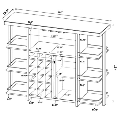 Evelio 6-shelf Glass Top Home Bar Wine Cabinet Walnut