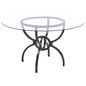 Aviano Round 48-inch Glass Top Metal Dining Table Gunmetal