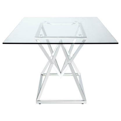 Beaufort Rectangular 71-inch Glass Top Dining Table Chrome