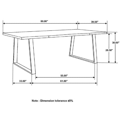 Ditman 80-inch Live Edge Dining Table Grey Sheesham