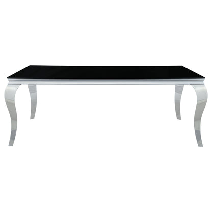 Carone 5-piece 81-inch Rectangular Black Glass Dining Set Blue