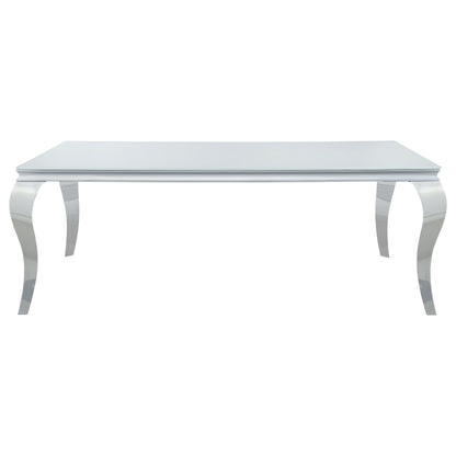Carone 5-piece 81-inch Rectangular White Glass Dining Set Teal
