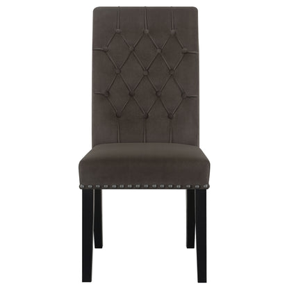 Alana Velvet Upholstered Dining Side Chair Brown (Set of 2)