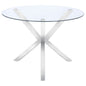 Vance Round 41-inch Glass Top Asterisk Dining Table Chrome