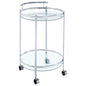 Chrissy Round Glass Shelf Metal Bar Cart Chrome