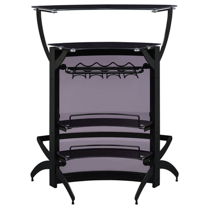 Dallas 2-shelf Curved Freestanding Home Bar Cabinet Black