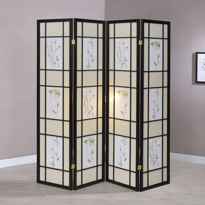 Catabella 4-Panel Room Divider Folding Shoji Screen Floral