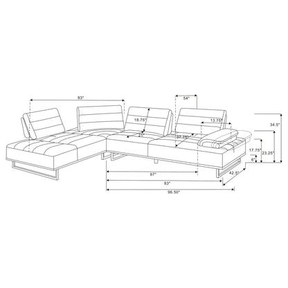 Arden Upholstered Sectional Sofa with Adjustable Back Taupe