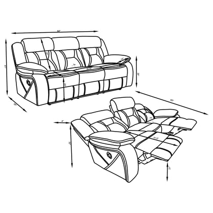 Higgins Upholstered Motion Reclining Sofa Grey