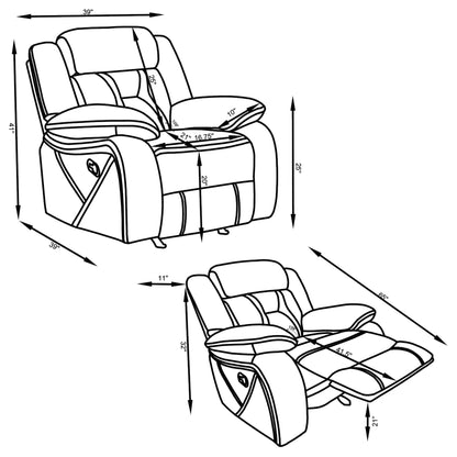 Higgins Upholstered Glider Recliner Chair Grey