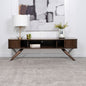 Valna Wood 71-inch TV Stand with Sliding Doors Walnut
