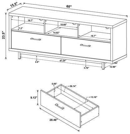 Casey 2-drawer Engineered Wood 60-inch TV Stand Cappuccino