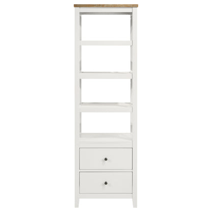 Hollis 4-shelf Wood Media Tower with Drawers Brown and White