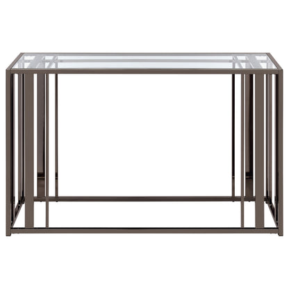 Adri Glass Top Entryway Console Table Black Nickel