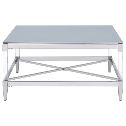 Lindley Square Tempered Mirror Acrylic Coffee Table Chrome