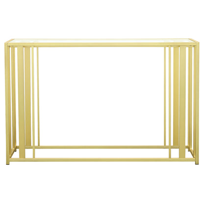 Adri Glass Top Entryway Console Table Matte Brass
