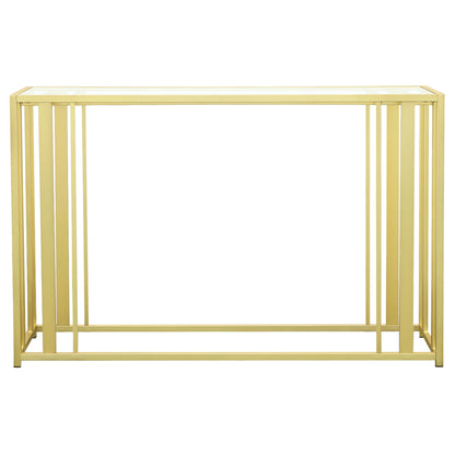 Adri Glass Top Entryway Console Table Matte Brass