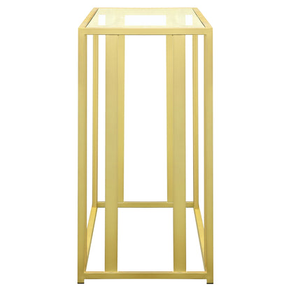 Adri Glass Top Entryway Console Table Matte Brass