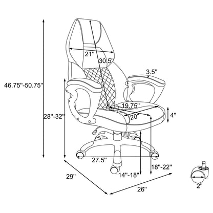 Bruce Upholstered Adjustable Home Office Desk Chair White