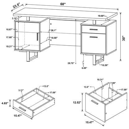 Lawtey 60-inch 2-drawer Office Computer Desk Weathered Grey
