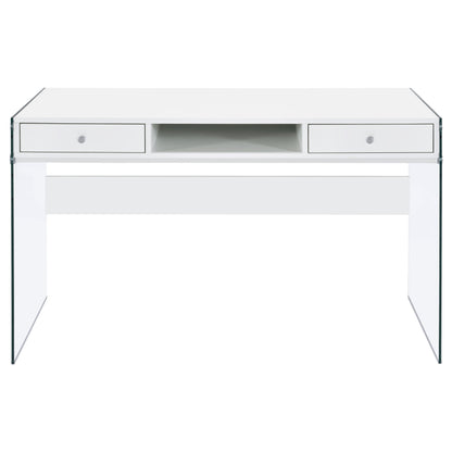 Dobrev 48-inch 2-drawer Writing Desk White High Gloss