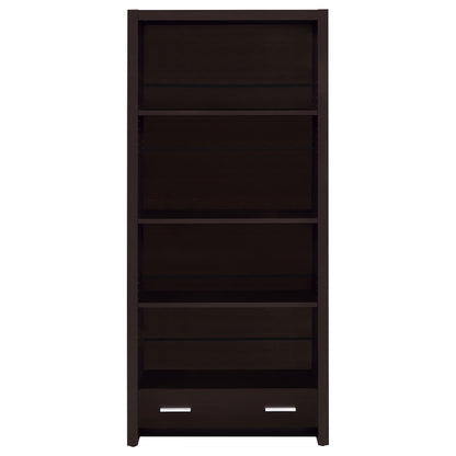 Skylar 71-inch 5-shelf Bookcase with Drawer Cappuccino
