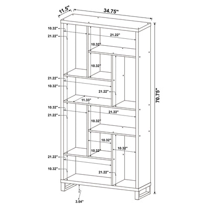 Delwin 71-inch 6-shelf Bookshelf Rustic Nutmeg