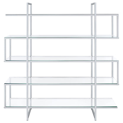 Elmer 63-inch 5-shelf Bookshelf Clear and Chrome