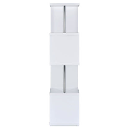 Baxter 67-inch 4-shelf Bookshelf White and Chrome