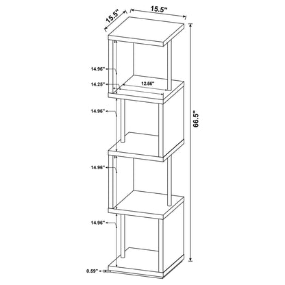 Baxter 67-inch 4-shelf Bookshelf White and Chrome