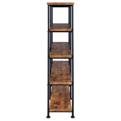 Analiese 63-inch 4-shelf Double Bookshelf Rustic Nutmeg