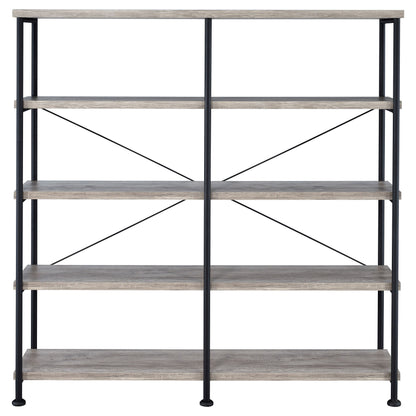 Analiese 63-inch 4-shelf Double Bookshelf Grey Driftwood