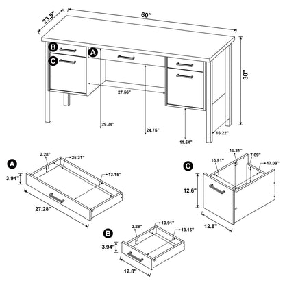 Samson 60-inch 4-drawer Office Computer Desk Weathered Oak
