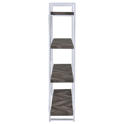 Grimma 63-inch 4-shelf Bookshelf Rustic Grey and Chrome