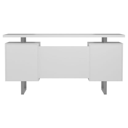 Lawtey 60-inch 2-drawer Computer Desk White High Gloss