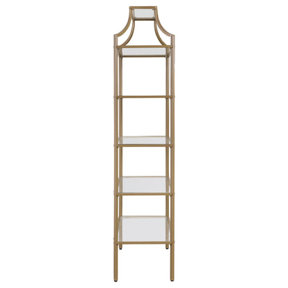 Serena 70-inch 5-shelf Glass Bookshelf Gold
