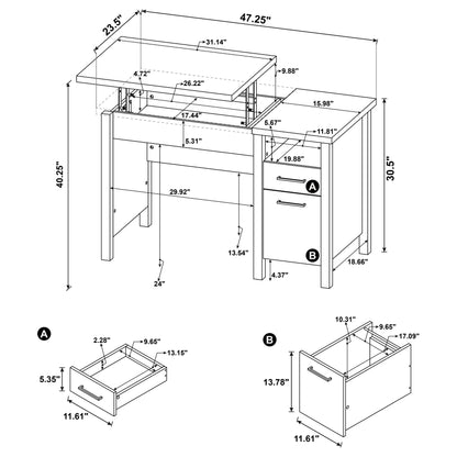 Delwin 47-inch 2-drawer Lift Top Computer Desk Rustic Nutmeg
