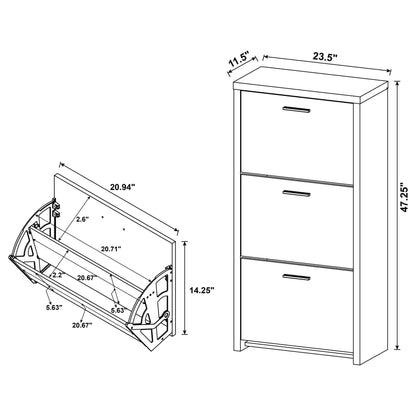 Vivian 3-drawer Engineered Wood Shoe Cabinet Black