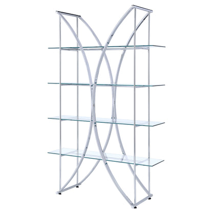 Larson 73-inch 4-shelf Glass Bookshelf Chrome