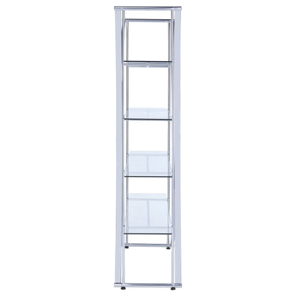 Larson 73-inch 4-shelf Glass Bookshelf Chrome