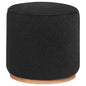 Zena Faux Sheepskin Upholstered Round Ottoman Black