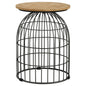 Bernardo Round Wire Frame Side Table Natural and Gunmetal