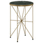 Eliska Round Green Marble Top Accent Side Table Antique Gold
