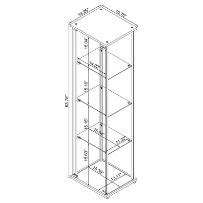 Bellatrix 4-shelf Clear Glass Curio Cabinet Cappuccino