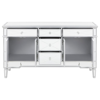 Duchess 5-drawer Mirrored Storage Accent Cabinet Silver