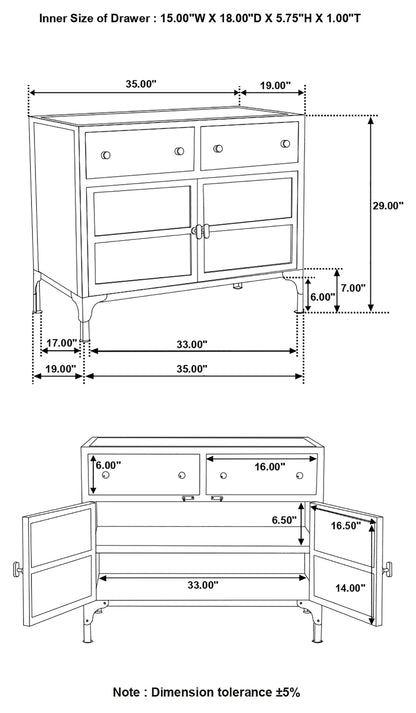 Sadler 2-drawer Metal Accent Storage Cabinet Matte Black