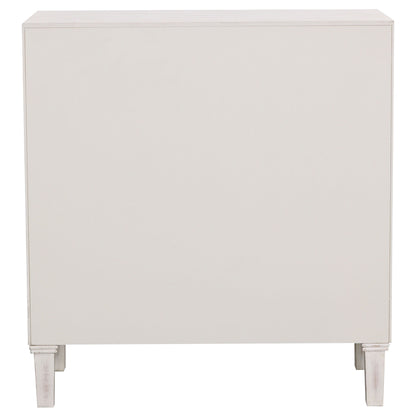 Clarkia Accent Cabinet with Floral Carved Door White