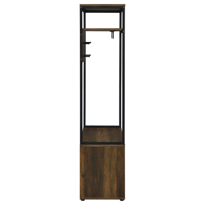 Quincy 2-door Coat Rack Hall Tree Storage Bench Dark Pine